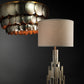 Jamie Young Calypso 30" 4-Light Champagne Leaf Chandelier With 3-Tier Metal Disks Shade