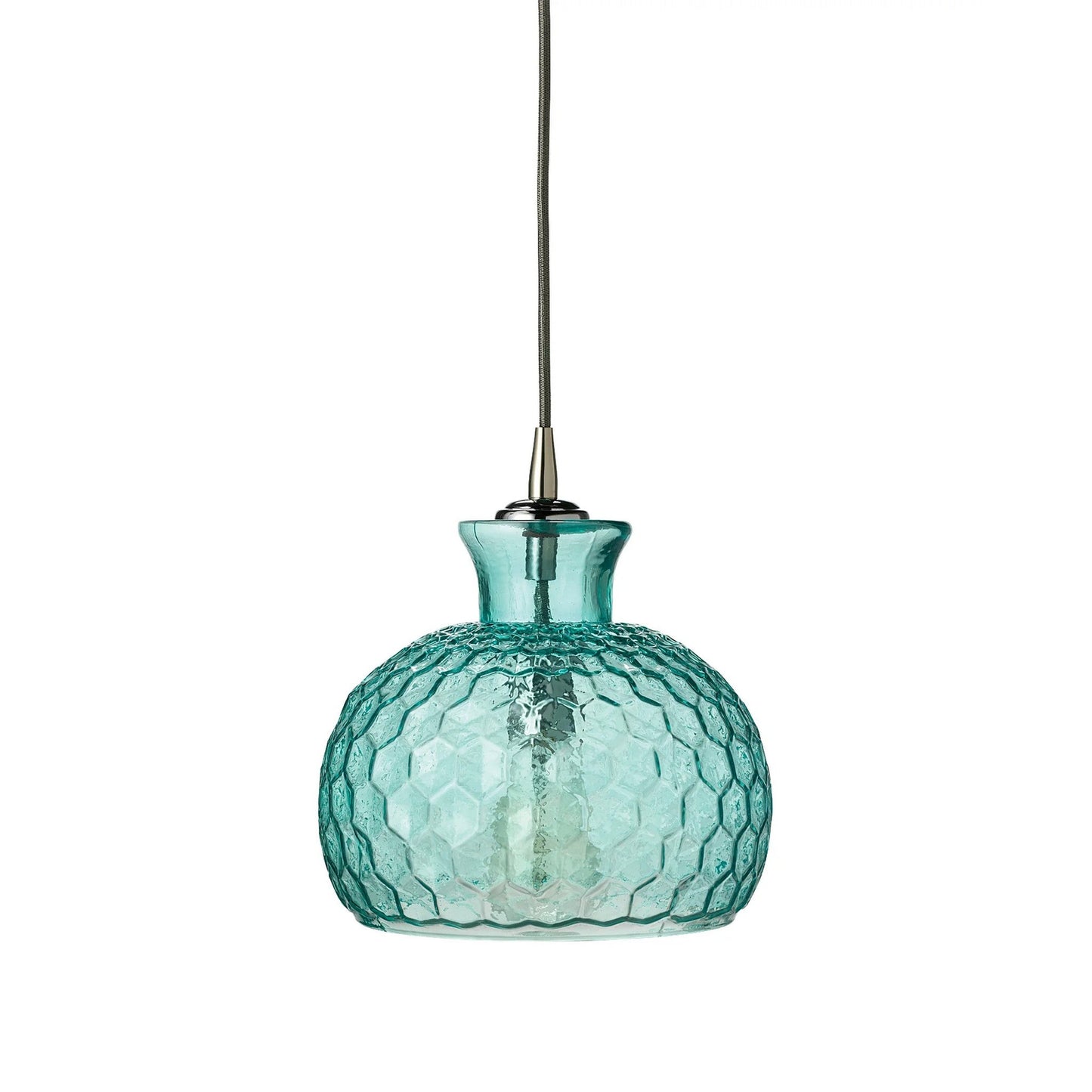 Jamie Young Clark 10" 1-Light Aqua Honeycomb-Patterned Glass Pendant Light