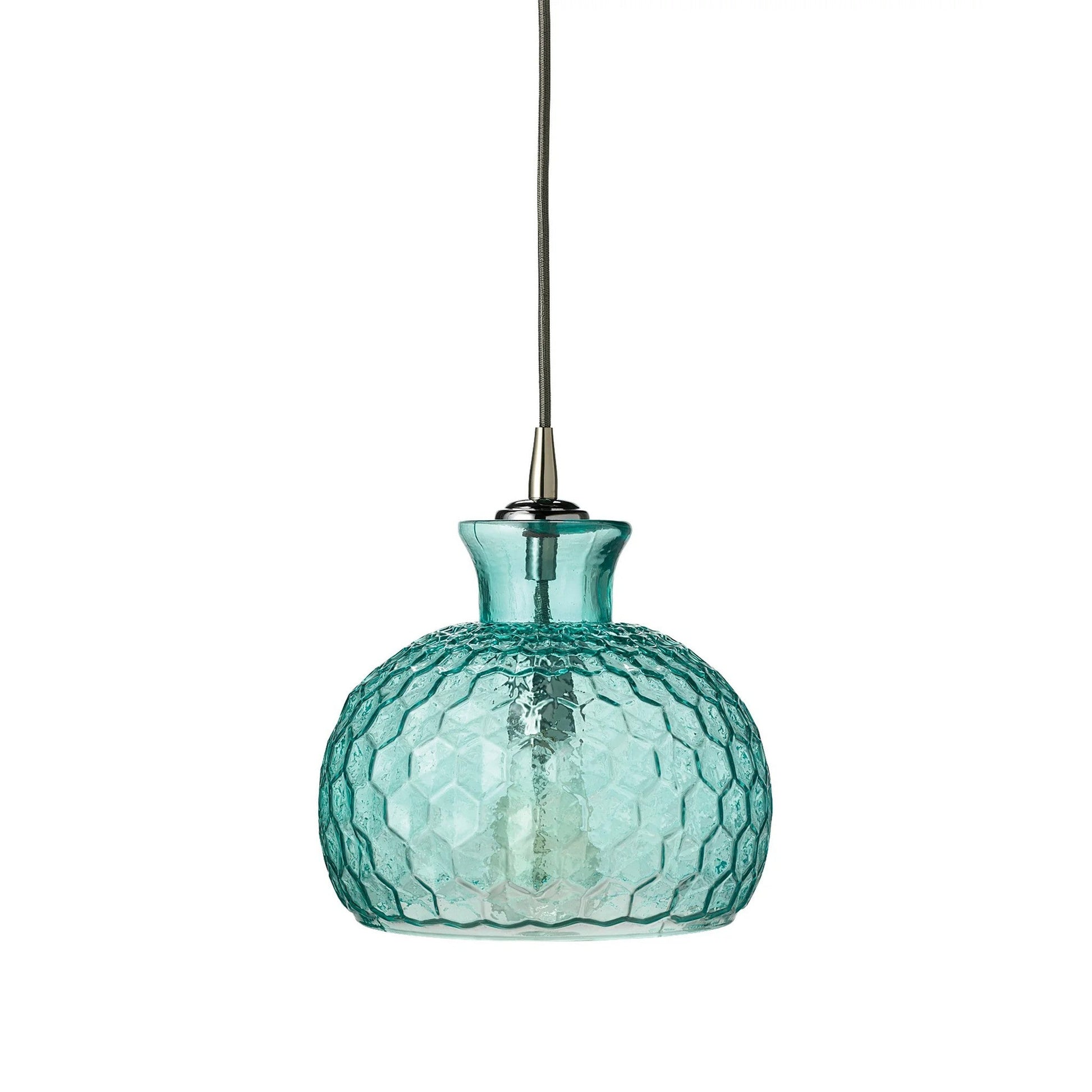 Jamie Young Clark 10" 1-Light Aqua Honeycomb-Patterned Glass Pendant Light