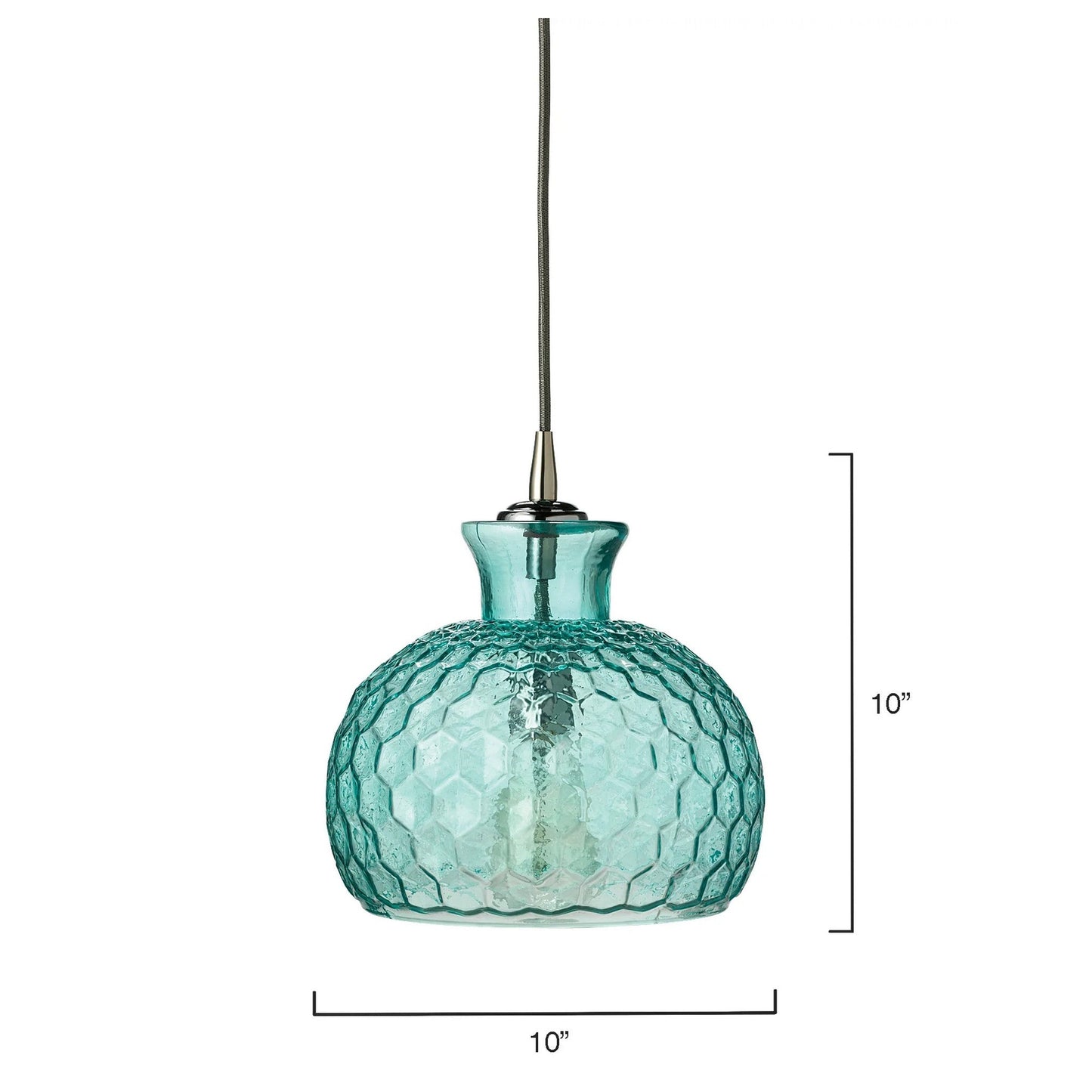 Jamie Young Clark 10" 1-Light Aqua Honeycomb-Patterned Glass Pendant Light
