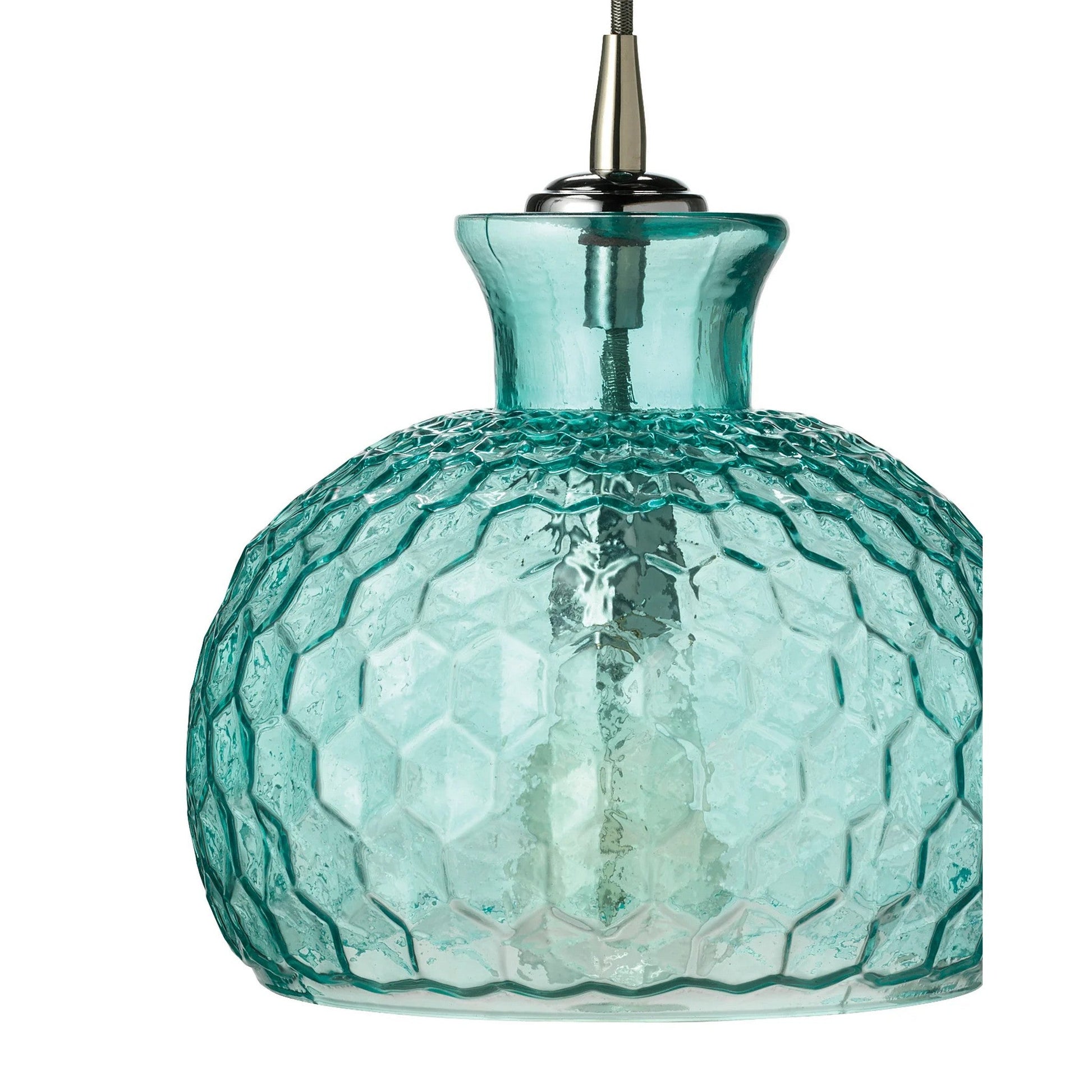 Jamie Young Clark 10" 1-Light Aqua Honeycomb-Patterned Glass Pendant Light