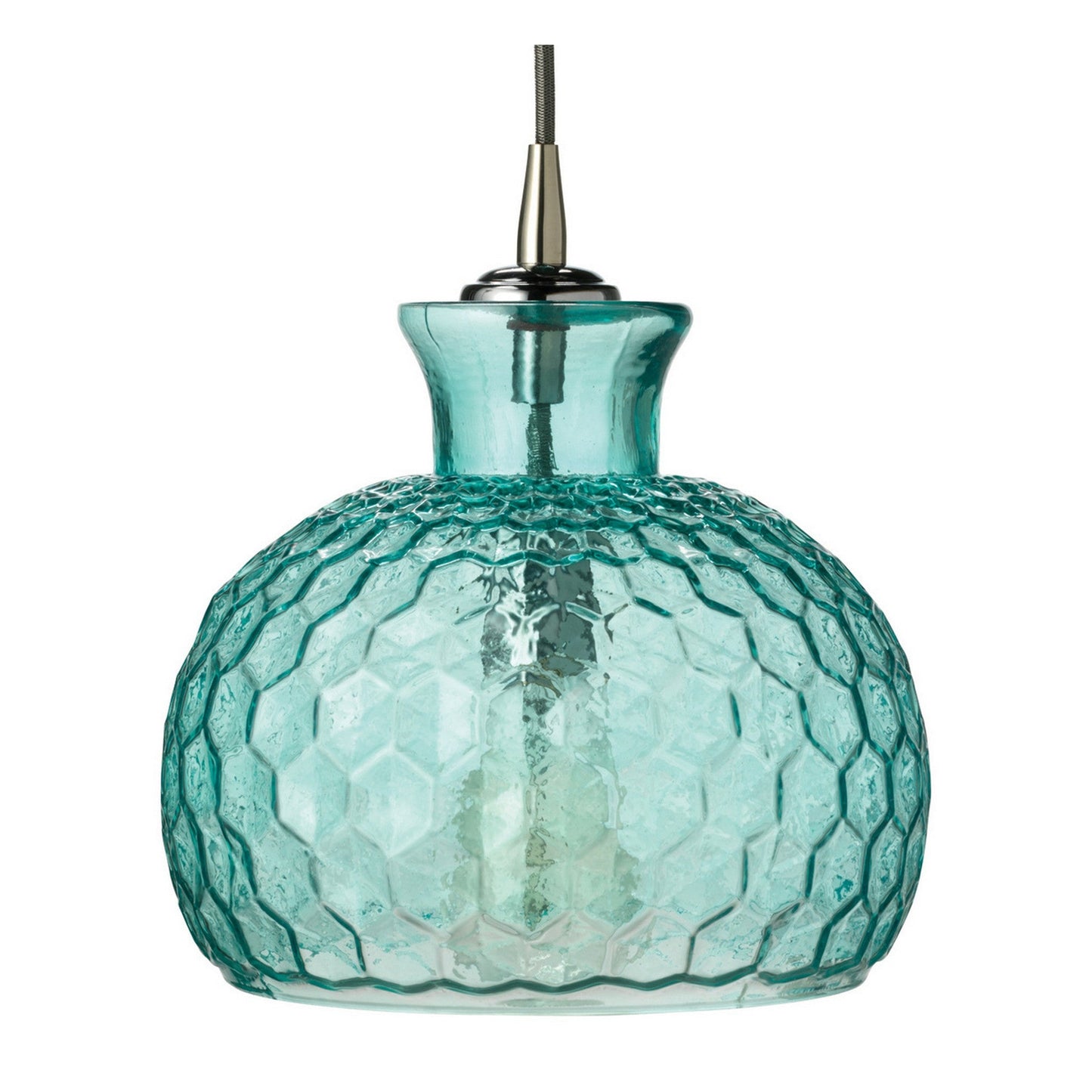 Jamie Young Clark 10" 1-Light Aqua Honeycomb-Patterned Glass Pendant Light