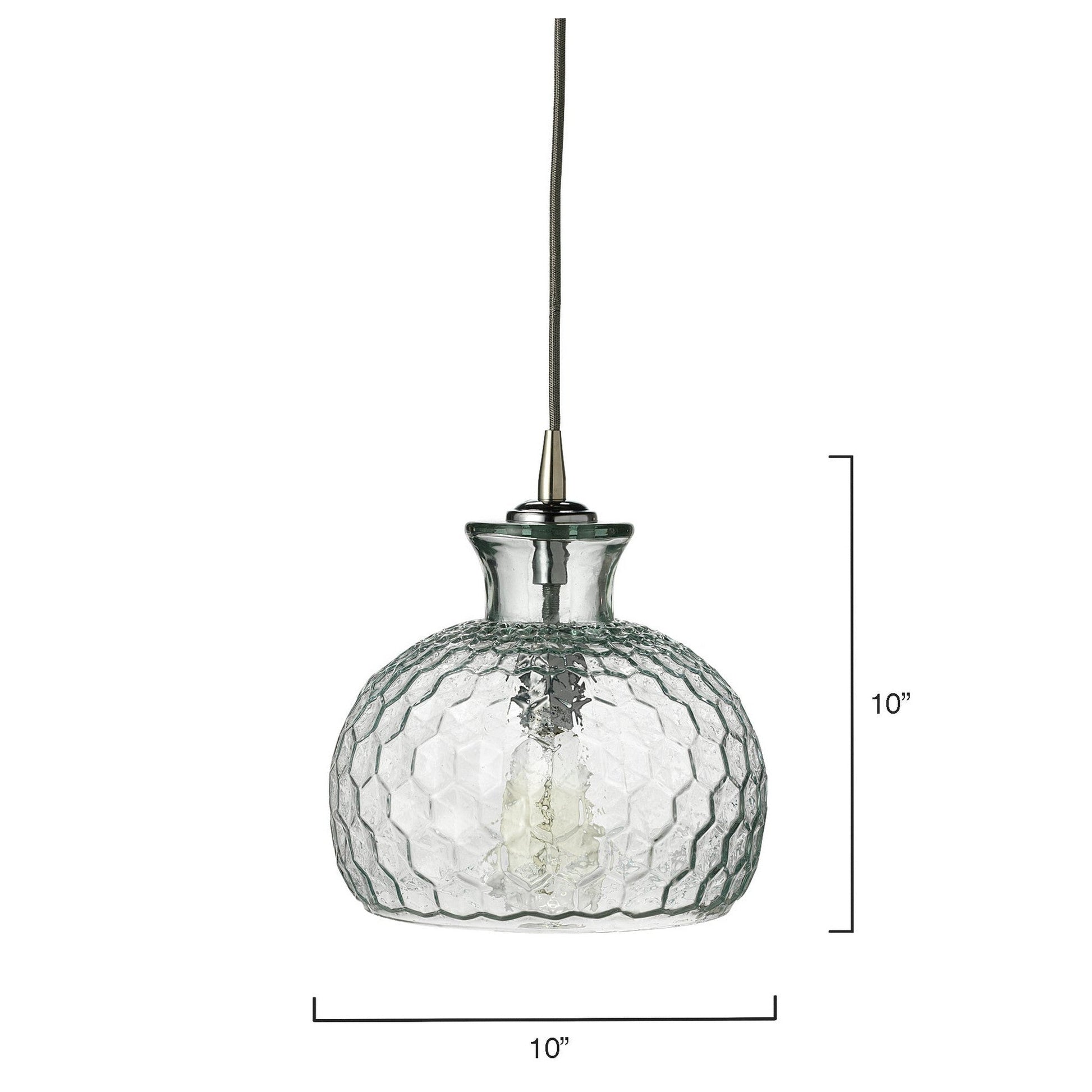 Jamie Young Clark 10" 1-Light Clear Honeycomb-Patterned Glass Pendant Light