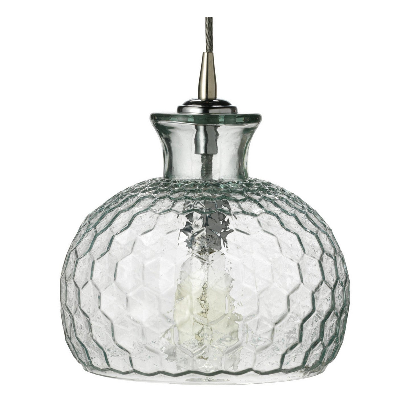 Jamie Young Clark 10" 1-Light Clear Honeycomb-Patterned Glass Pendant Light