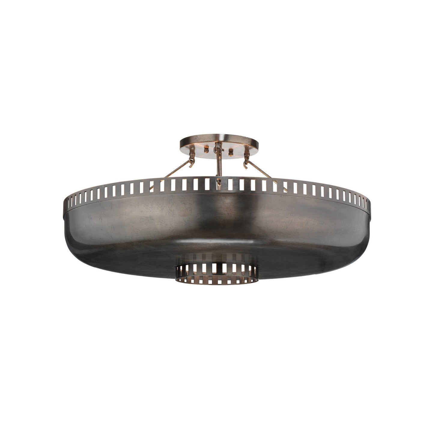 Jamie Young Constantine 31" 3-Light Antique Bronze Semi-Flush Mount Light With Perforated Metal Shade