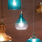 Jamie Young Curved 7" 1-Light Handblown Aqua Seeded Glass Pendant Light