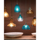 Jamie Young Curved 7" 1-Light Handblown Aqua Seeded Glass Pendant Light