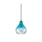 Jamie Young Curved 7" 1-Light Handblown Aqua Seeded Glass Pendant Light