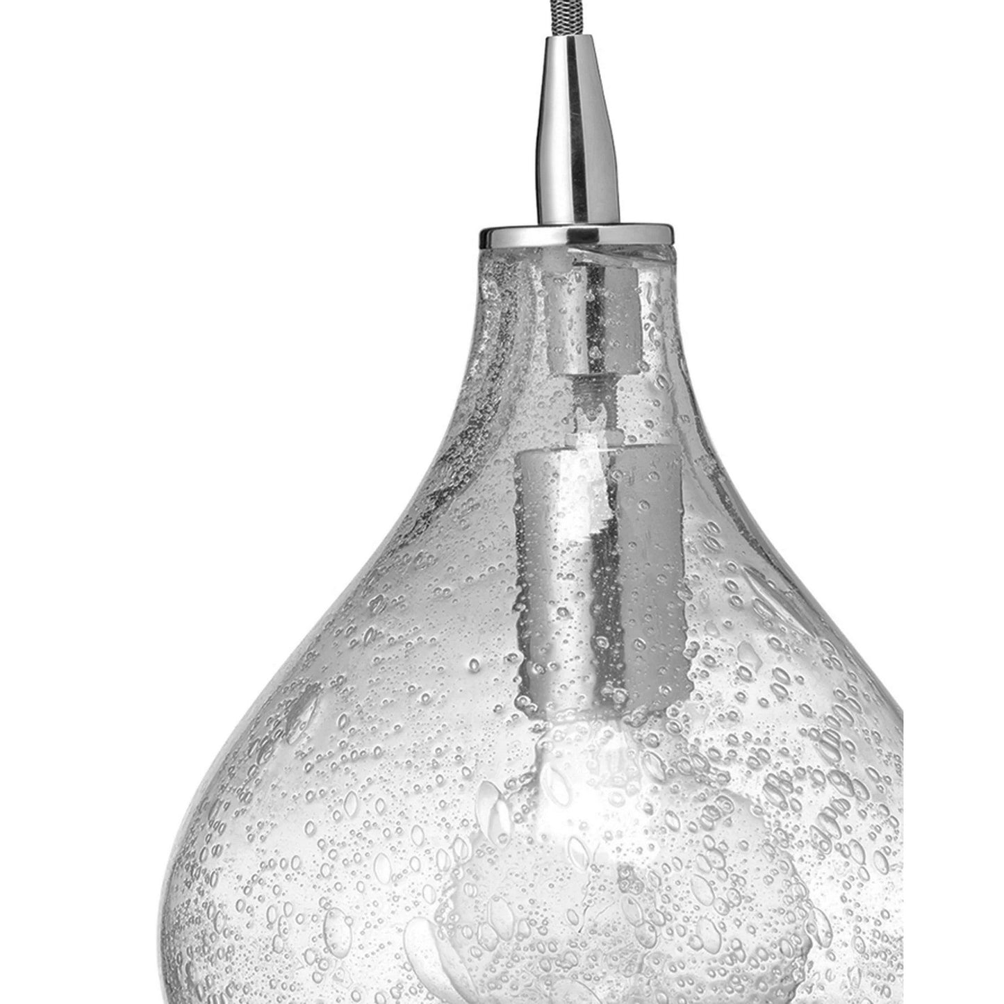 Jamie Young Curved 7" 1-Light Handblown Clear Seeded Glass Pendant Light