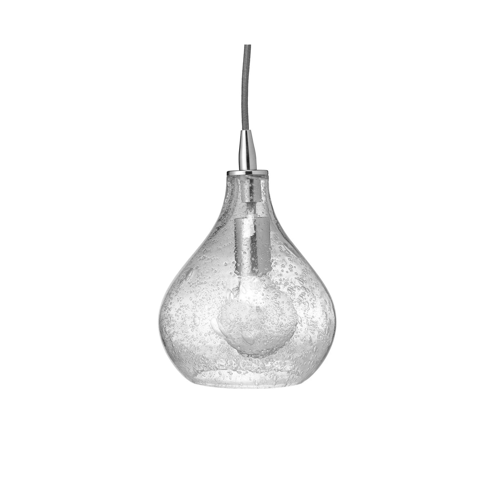 Jamie Young Curved 7" 1-Light Handblown Clear Seeded Glass Pendant Light