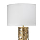 Jamie Young Firenze 16" x 29" 1-Light Antique Gold Leaf Table Lamp With White Linen Drum Shade