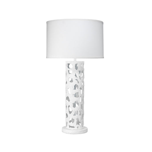 Jamie Young Firenze 16" x 29" 1-Light White Table Lamp With White Linen Drum Shade