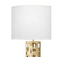 Jamie Young Firenze 18" x 71" 1-Light Soft Antique Gold Leaf Floor Lamp With White Linen Drum Shade