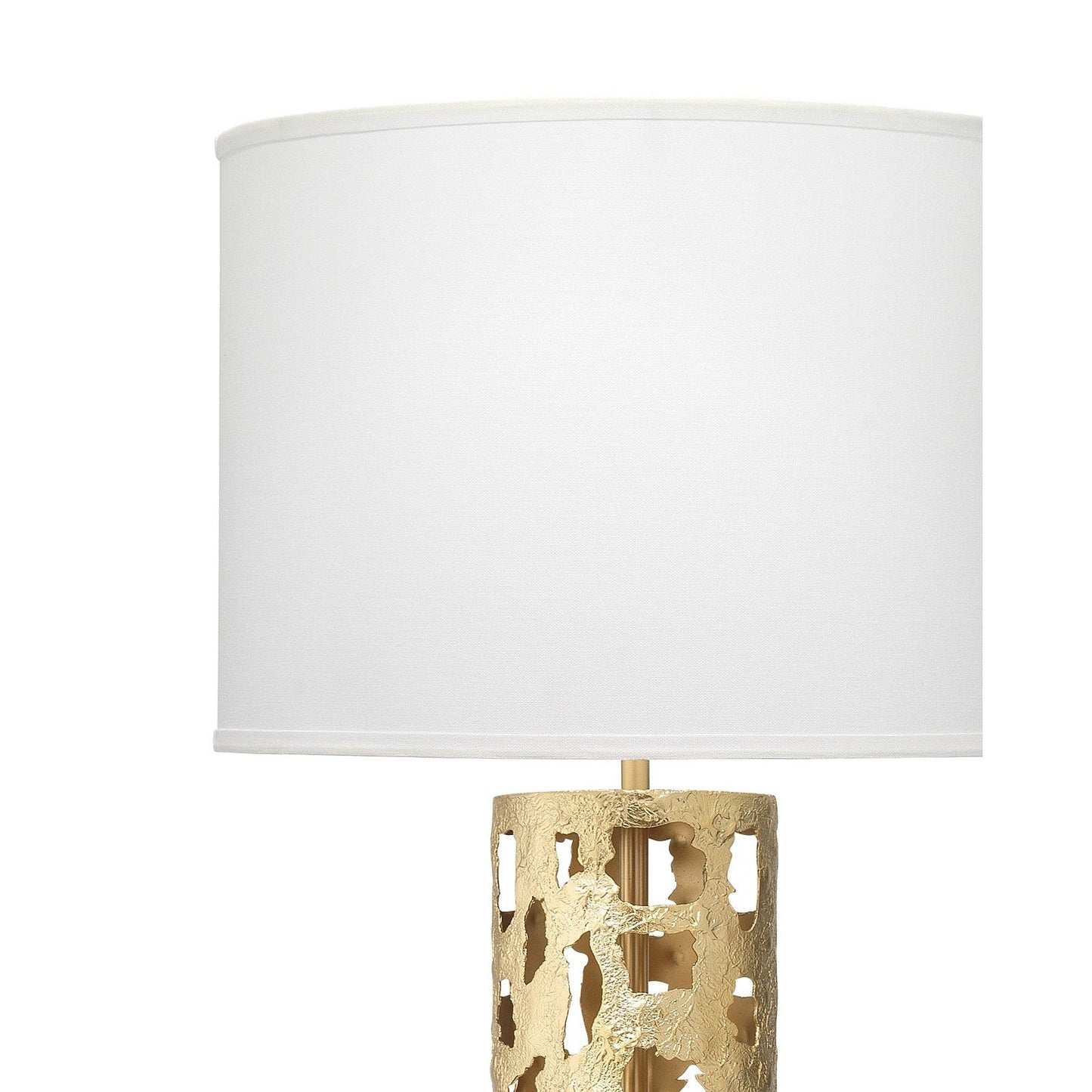 Jamie Young Firenze 18" x 71" 1-Light Soft Antique Gold Leaf Floor Lamp With White Linen Drum Shade
