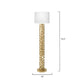 Jamie Young Firenze 18" x 71" 1-Light Soft Antique Gold Leaf Floor Lamp With White Linen Drum Shade