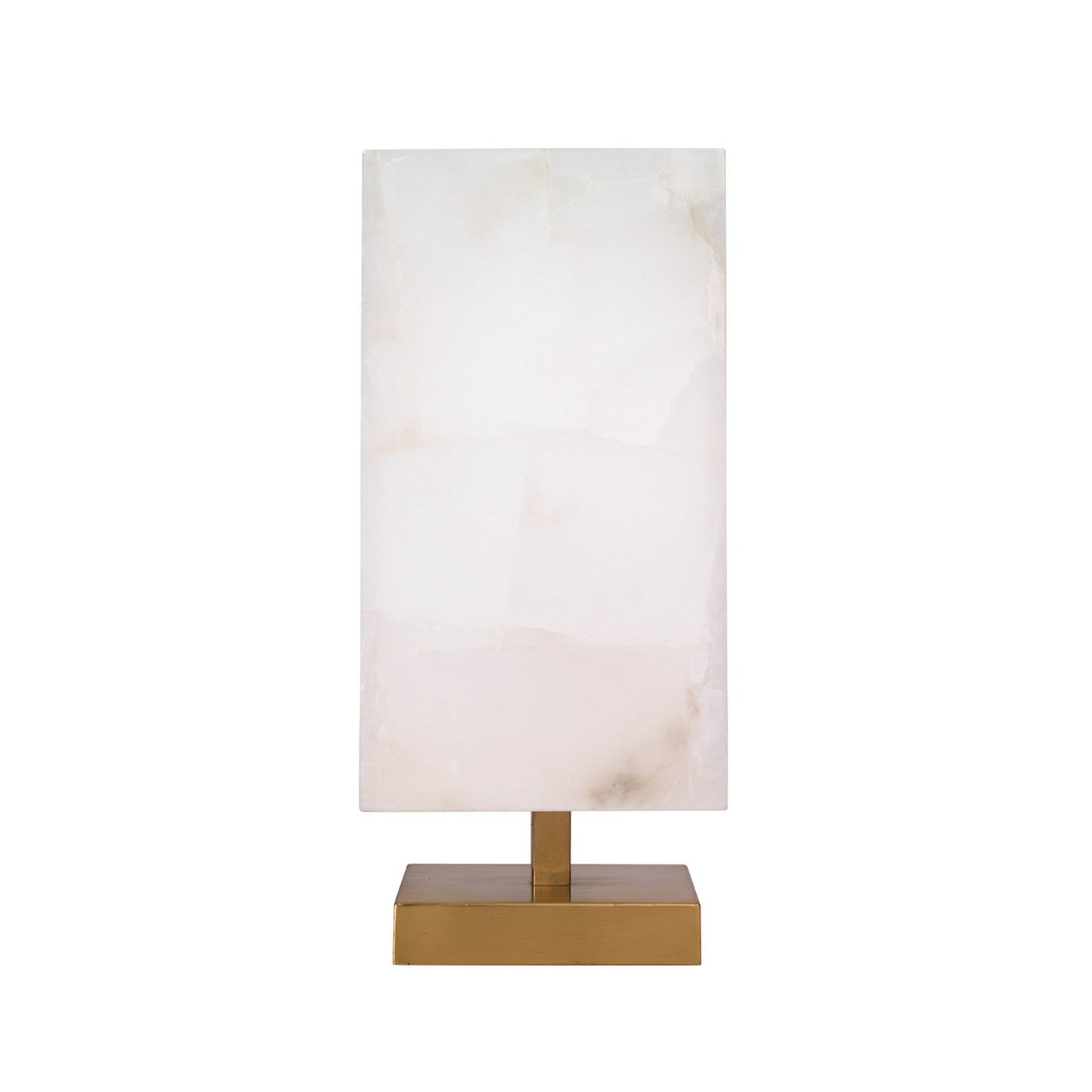 Jamie Young Ghost 7" x 16" 1-Light Square Antique Brass Table Lamp With White Alabaster Shade