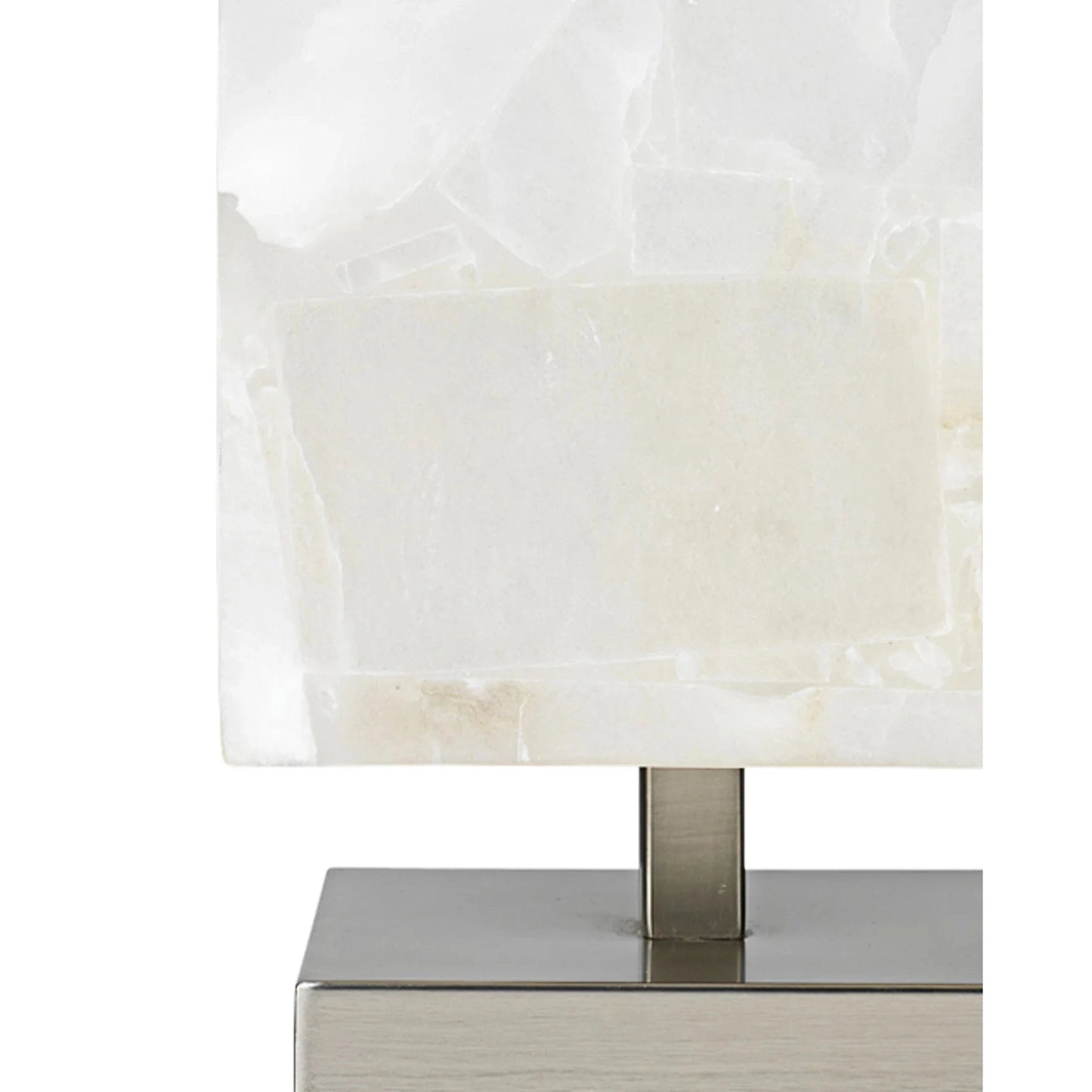 Jamie Young Ghost 7" x 16" 1-Light Square Antique Silver Table Lamp With White Alabaster Shade