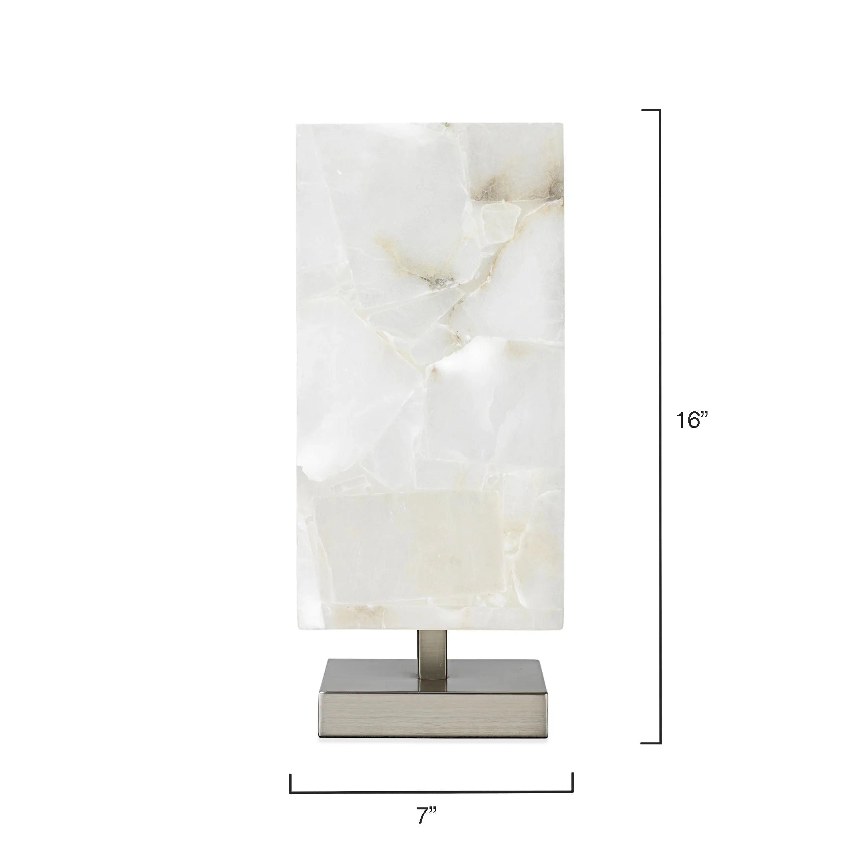 Jamie Young Ghost 7" x 16" 1-Light Square Antique Silver Table Lamp With White Alabaster Shade