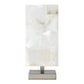 Jamie Young Ghost 7" x 16" 1-Light Square Antique Silver Table Lamp With White Alabaster Shade