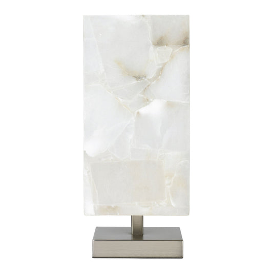 Jamie Young Ghost 7" x 16" 1-Light Square Antique Silver Table Lamp With White Alabaster Shade