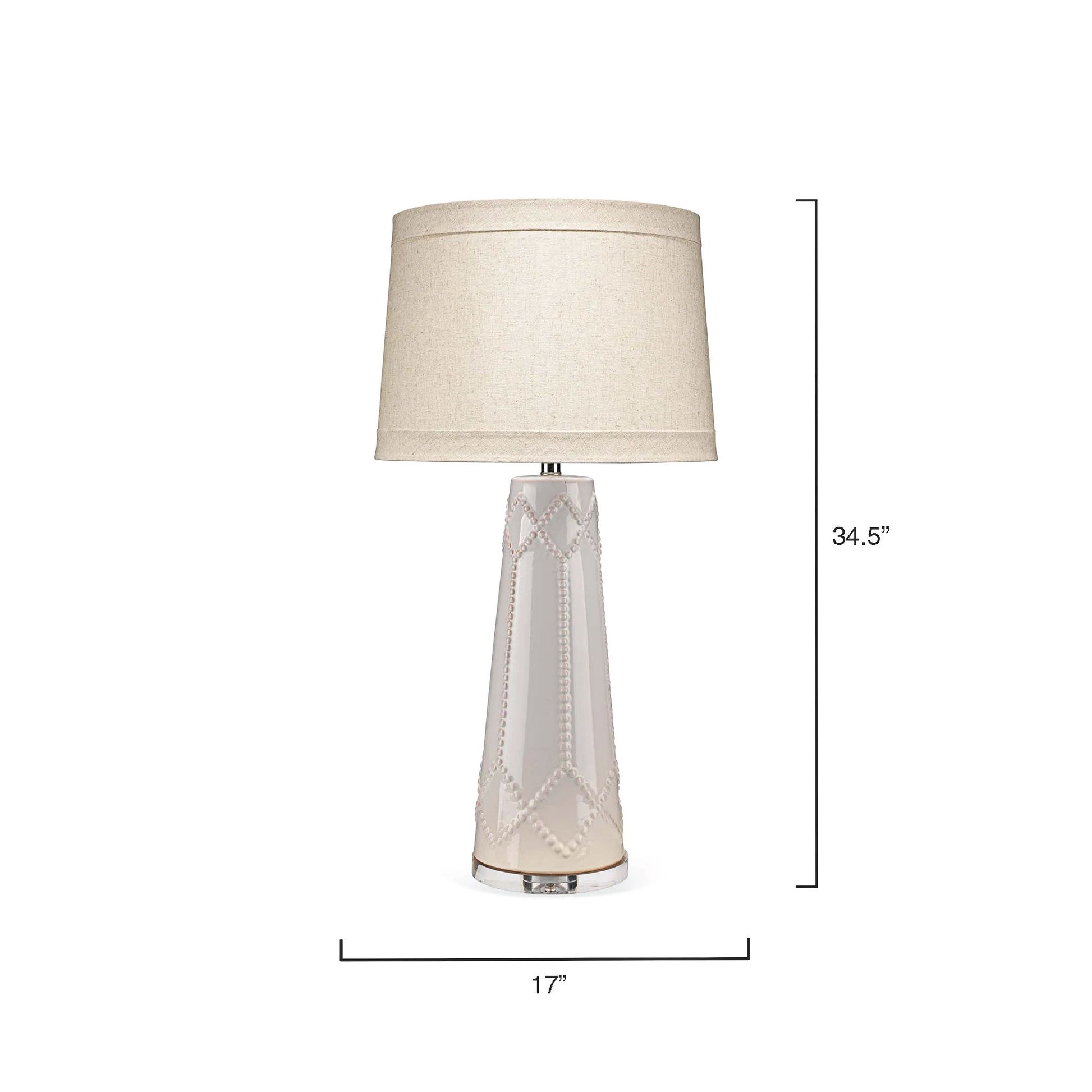 Jamie Young Hobnail 17" x 35" 1-Light Off-White Ceramic Table Lamp With Linen Tapered Shade