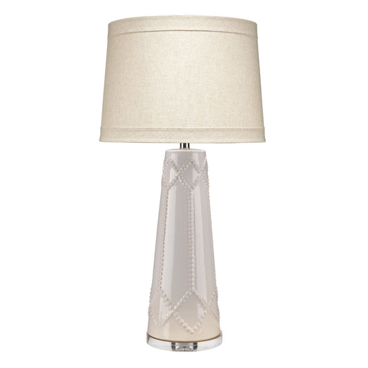 Jamie Young Hobnail 17" x 35" 1-Light Off-White Ceramic Table Lamp With Linen Tapered Shade