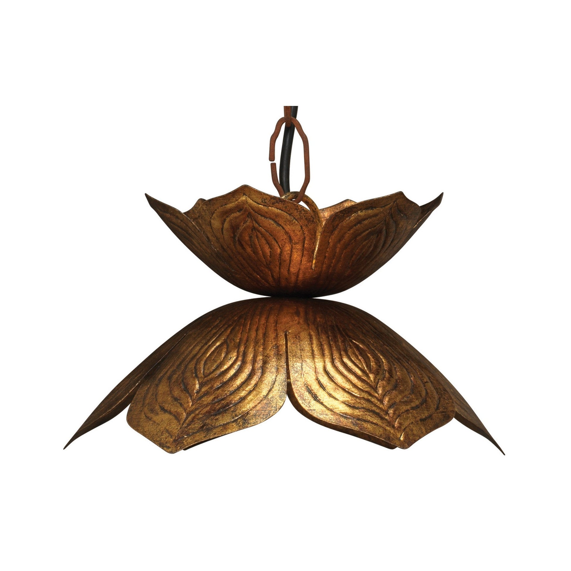 Jamie Young Lotus 11" 1-Light Antique Gold Flower Pendant Light