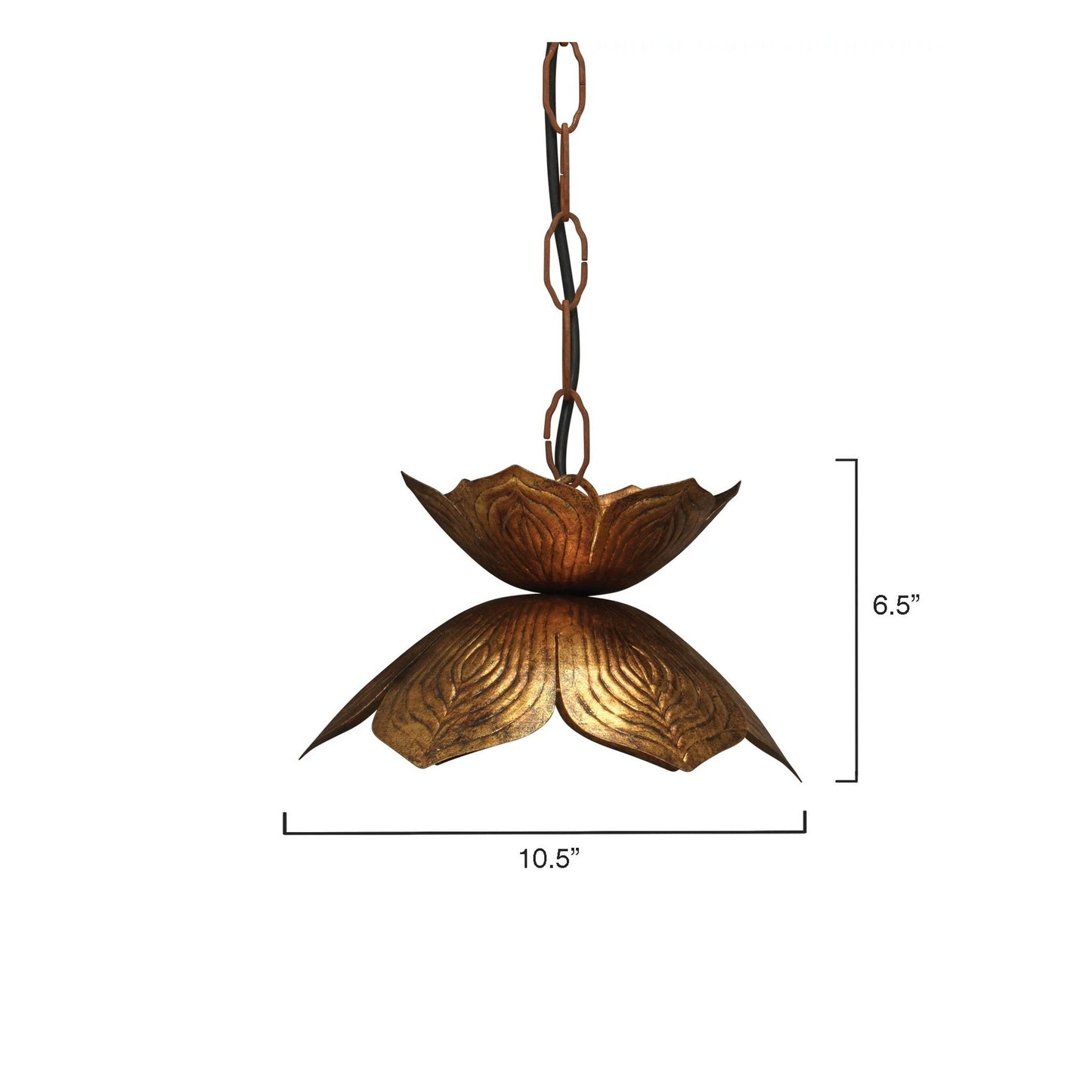 Jamie Young Lotus 11" 1-Light Antique Gold Flower Pendant Light