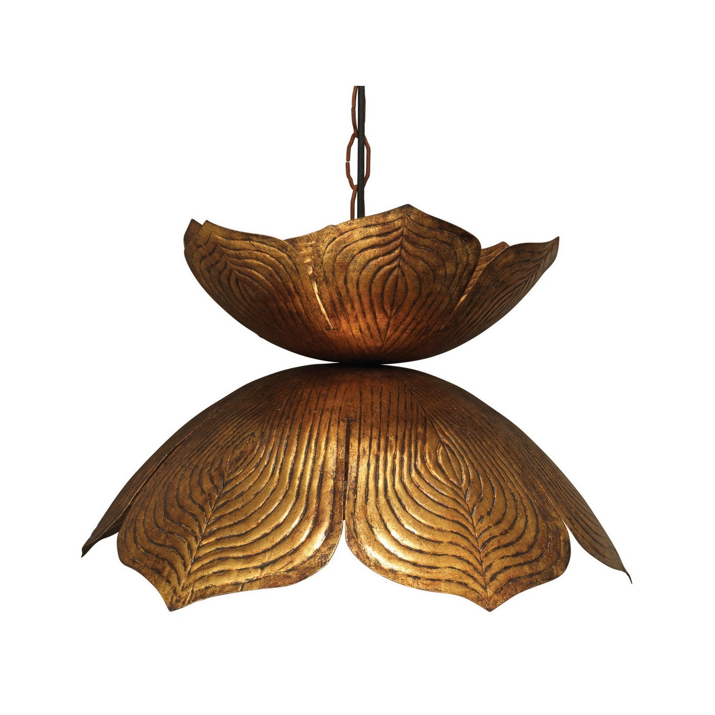 Jamie Young Lotus 20" 1-Light Antique Gold Flower Pendant Light