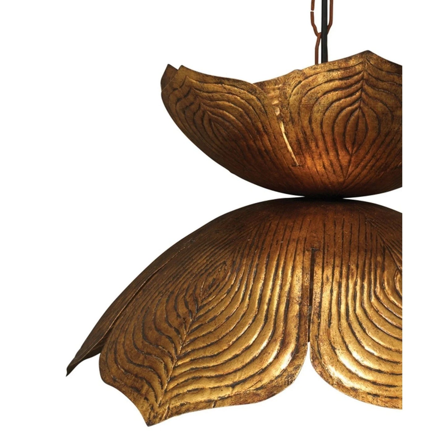 Jamie Young Lotus 20" 1-Light Antique Gold Flower Pendant Light