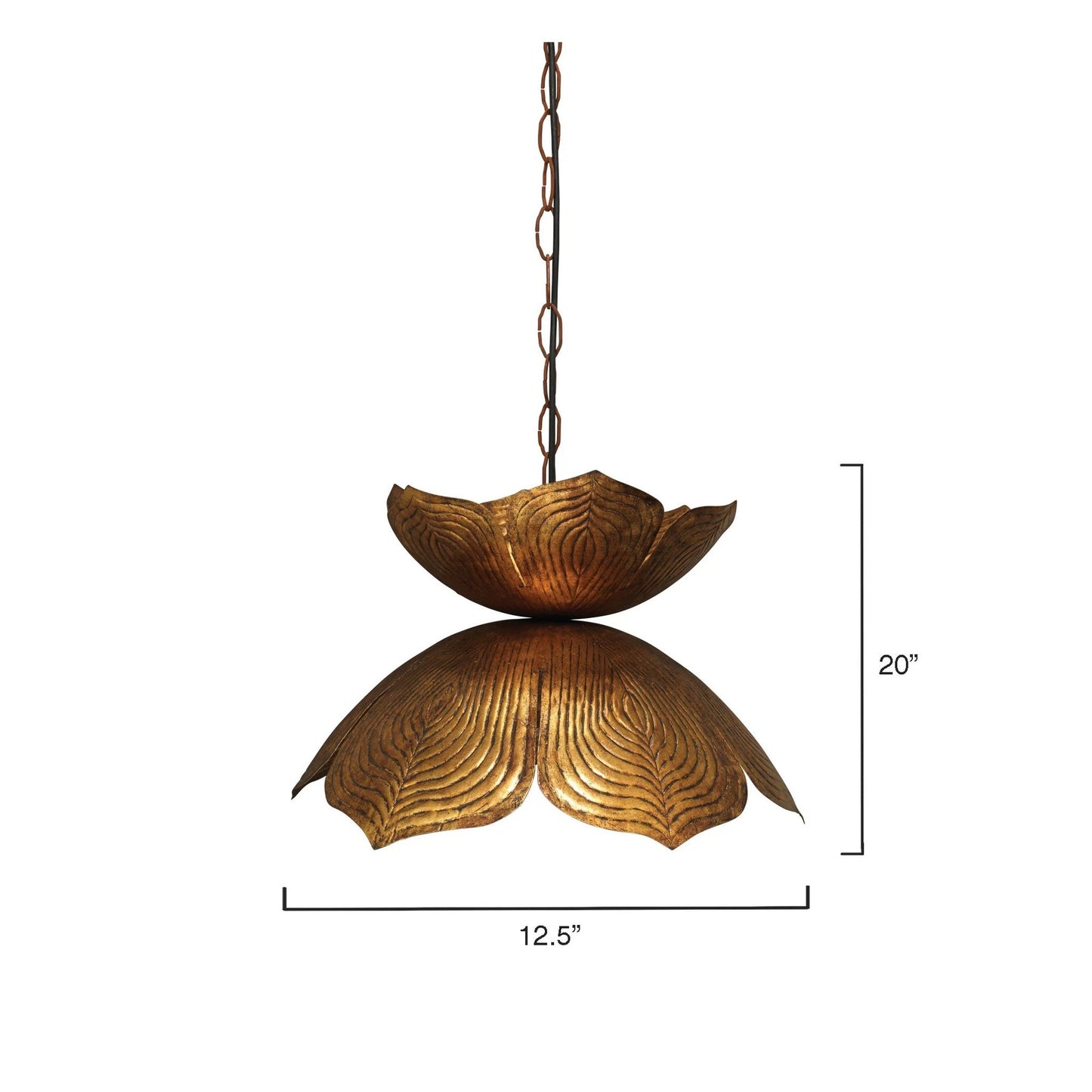 Jamie Young Lotus 20" 1-Light Antique Gold Flower Pendant Light