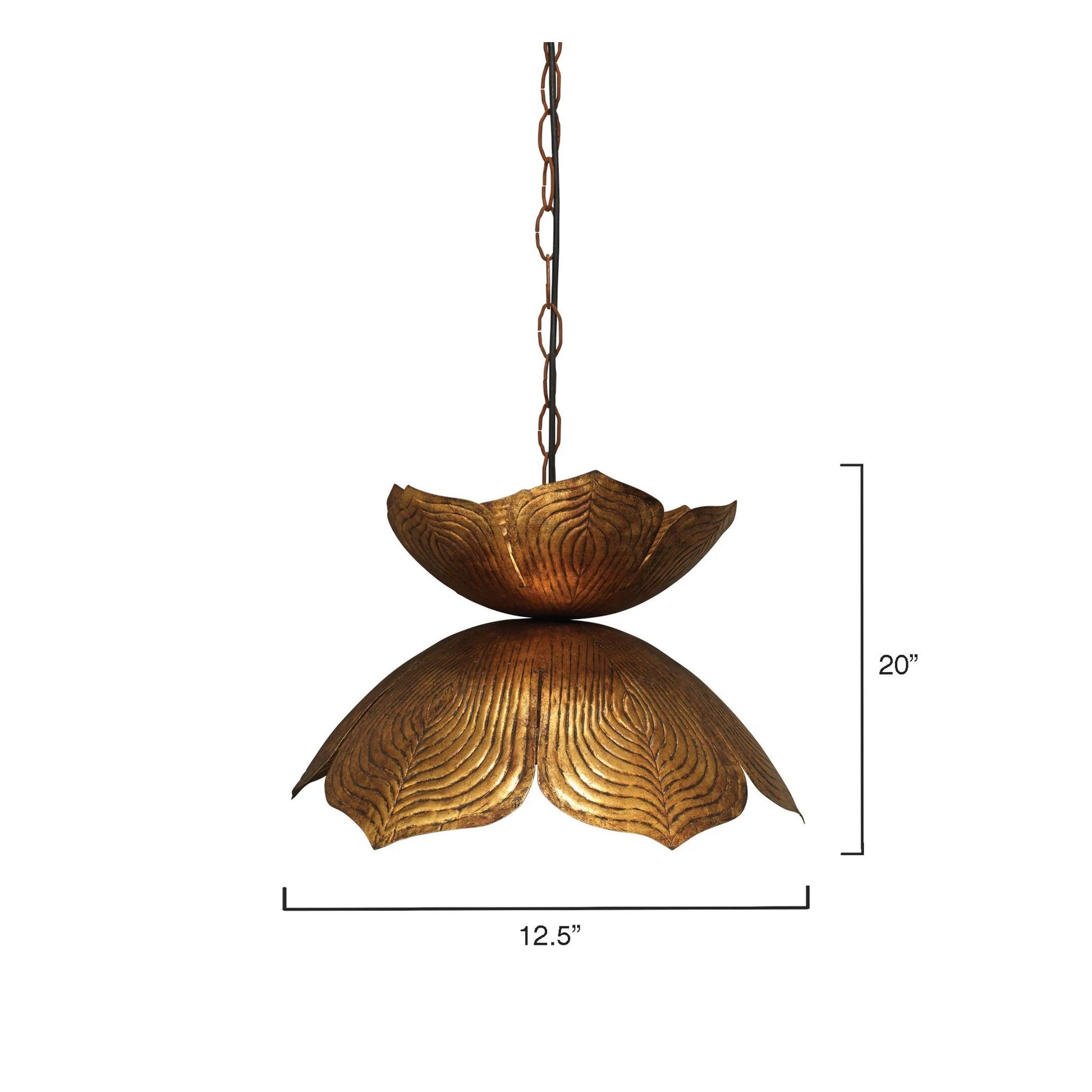 Jamie Young Lotus 20" 1-Light Antique Gold Flower Pendant Light