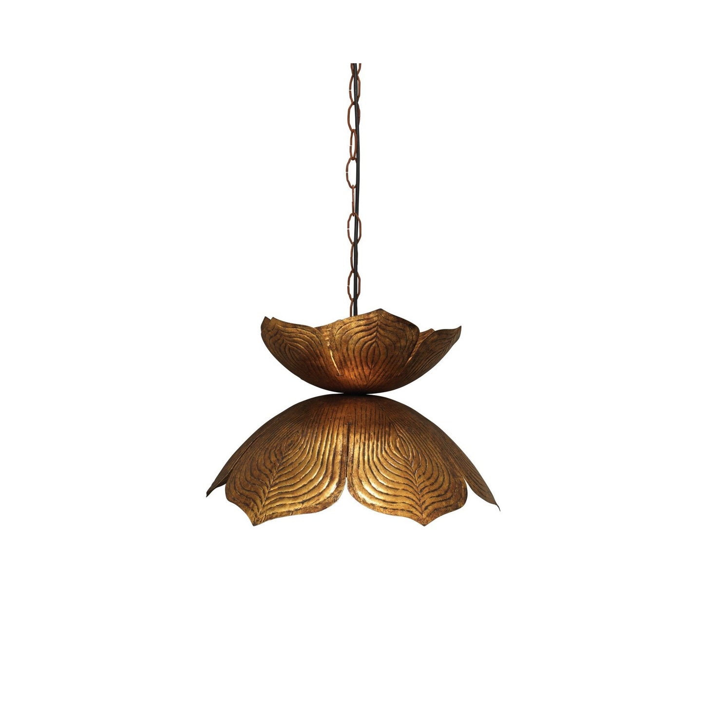 Jamie Young Lotus 20" 1-Light Antique Gold Flower Pendant Light