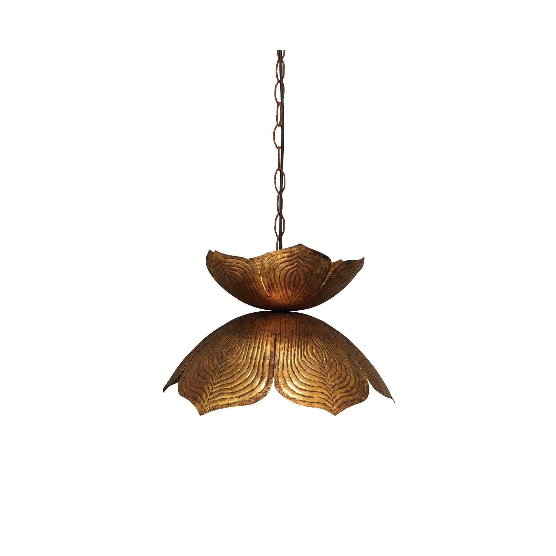 Jamie Young Lotus 20" 1-Light Antique Gold Flower Pendant Light