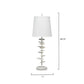 Jamie Young Petals 11" x 30" 1-Light White Plaster Table Lamp With Off-White Linen Shade