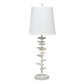 Jamie Young Petals 11" x 30" 1-Light White Plaster Table Lamp With Off-White Linen Shade