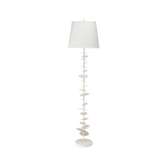 Jamie Young Petals 17" x 69" 1-Light White Plaster Floor Lamp With Off-White Linen Shade