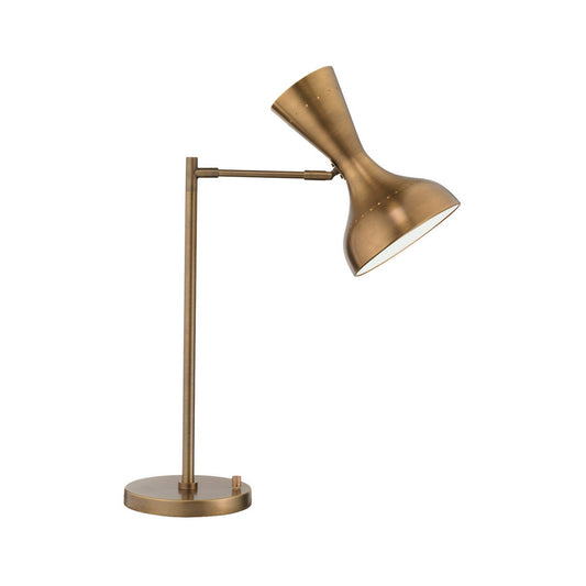 Jamie Young Pisa 20" x 27" 2-Light Antique Brass Swing-Arm Table Lamp With Hourglass-Shaped Hood