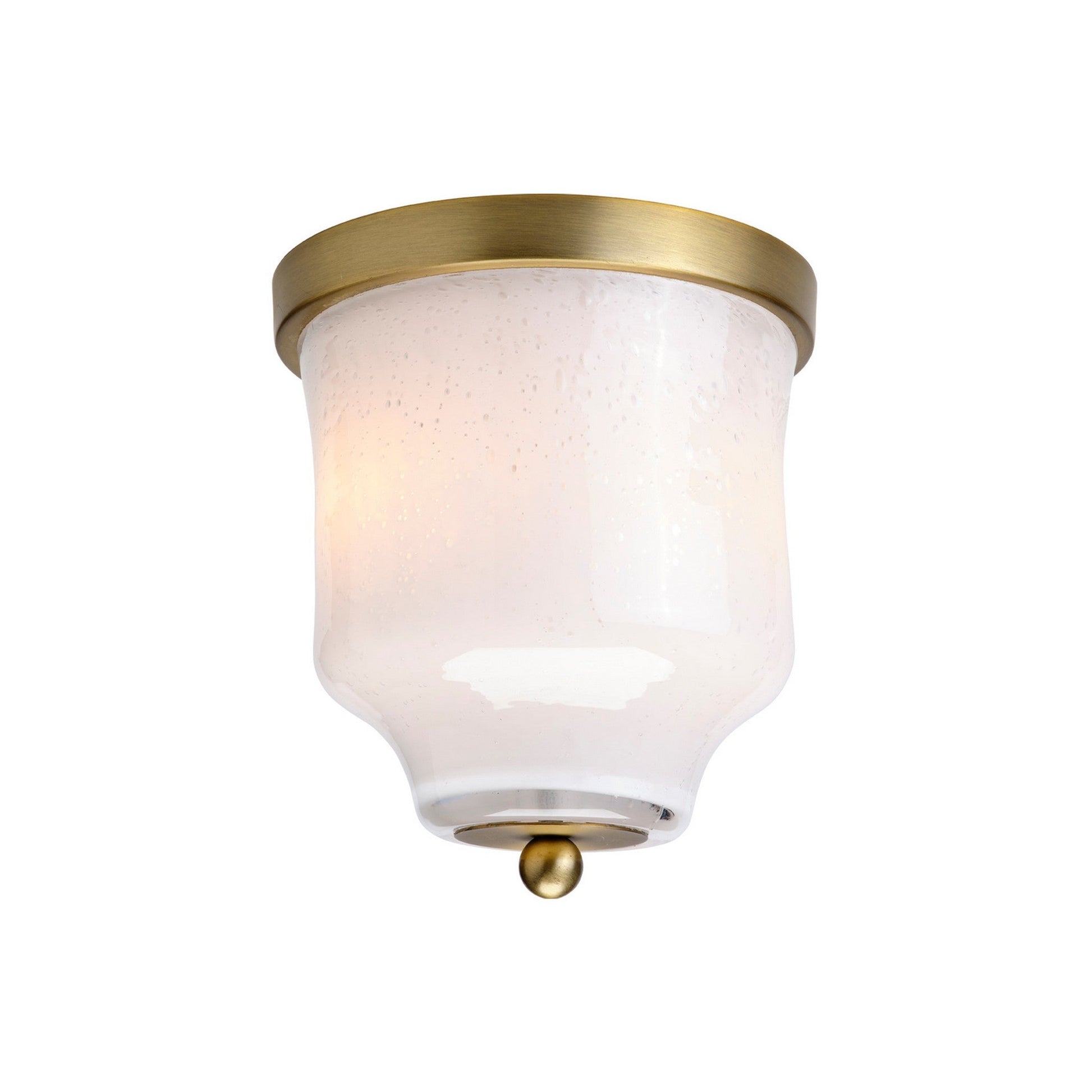 Jamie Young Sidra 18" 2-Light Antique Brass Flush Mount Light With White Handblown Glass Shade