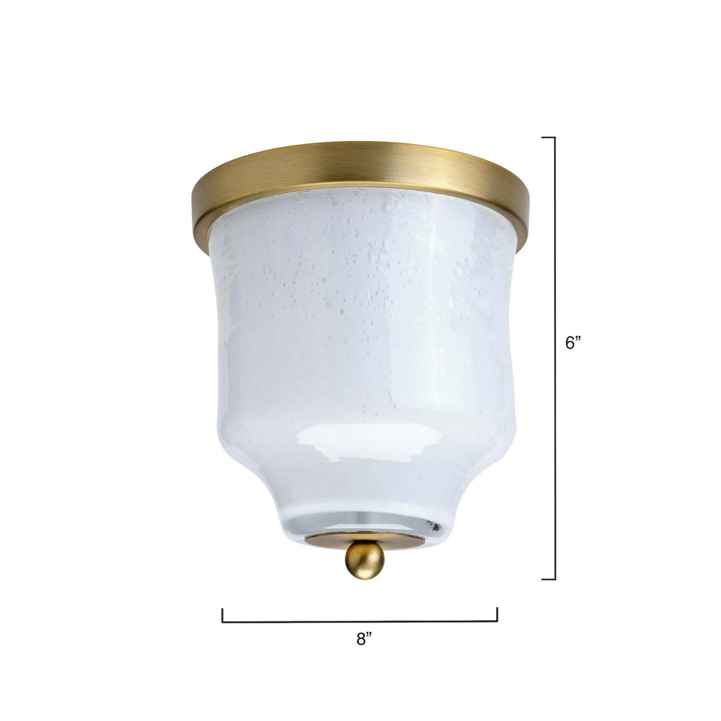 Jamie Young Sidra 18" 2-Light Antique Brass Flush Mount Light With White Handblown Glass Shade