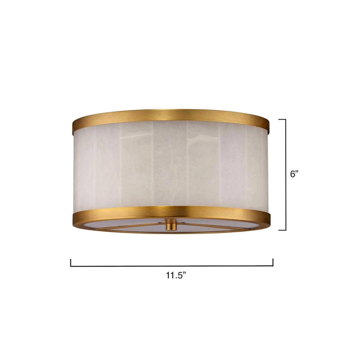 Jamie Young Upsala 12" 2-Light White Alabaster and Antique Brass Flush Mount Light With Acrylic Diffuser