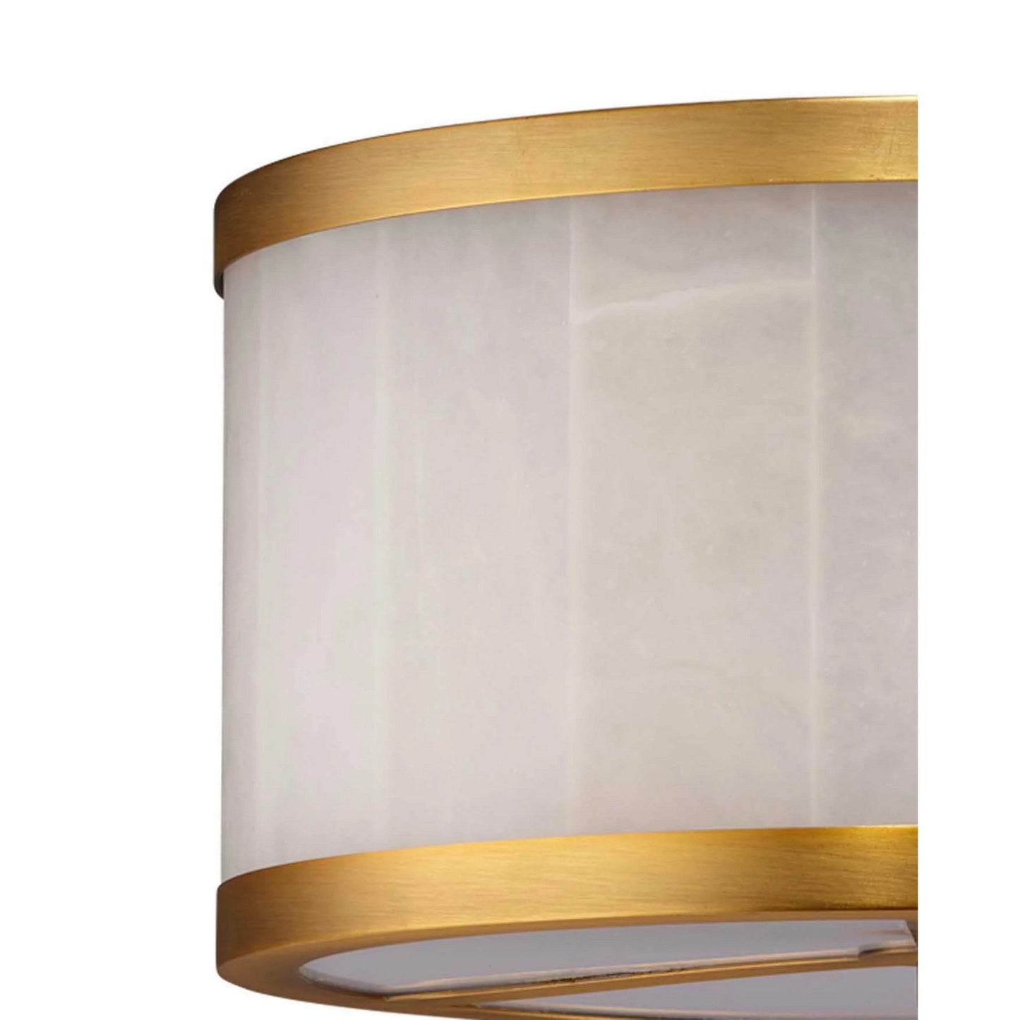 Jamie Young Upsala 12" 2-Light White Alabaster and Antique Brass Flush Mount Light With Acrylic Diffuser