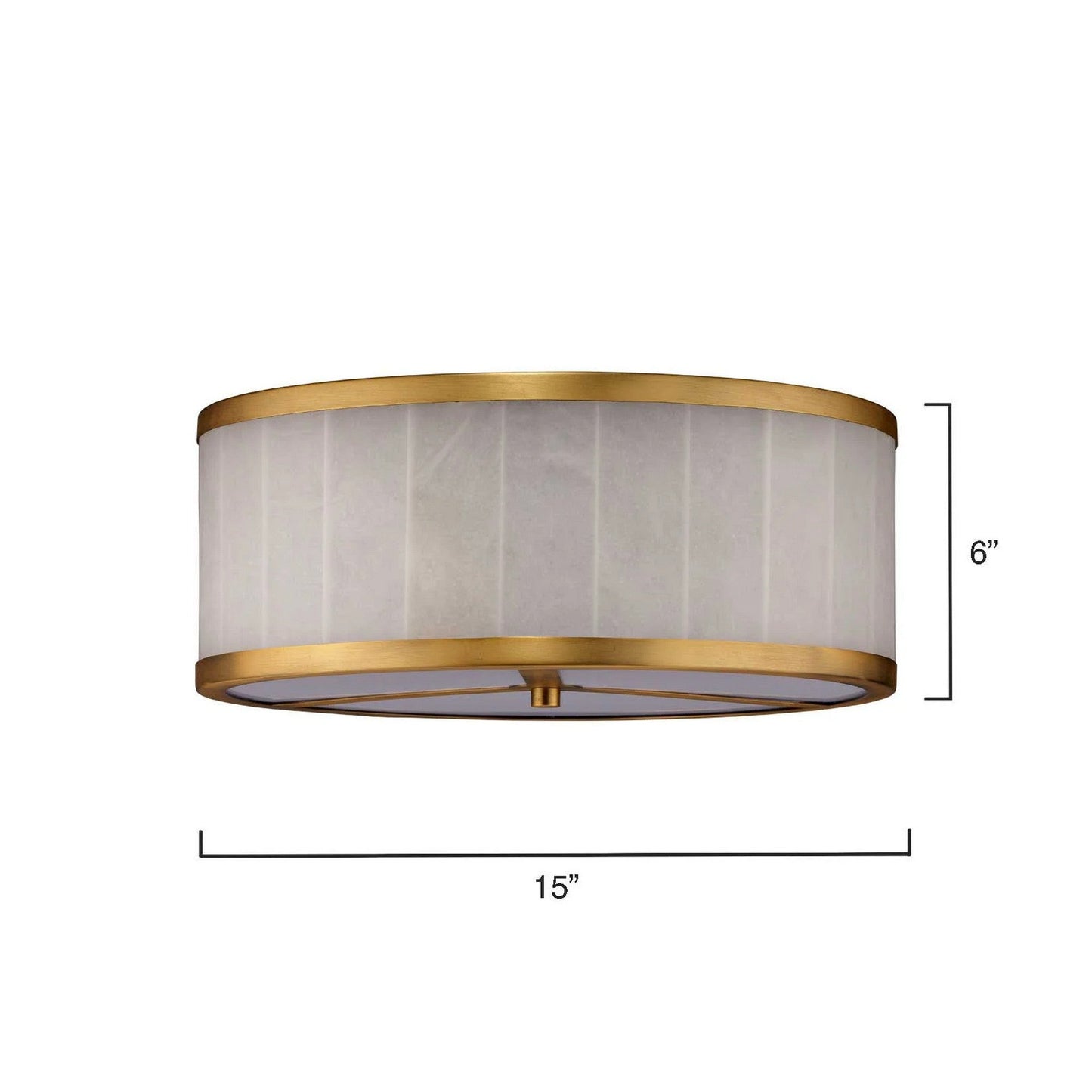 Jamie Young Upsala 15" 2-Light White Alabaster and Antique Brass Flush Mount Light With Acrylic Diffuser