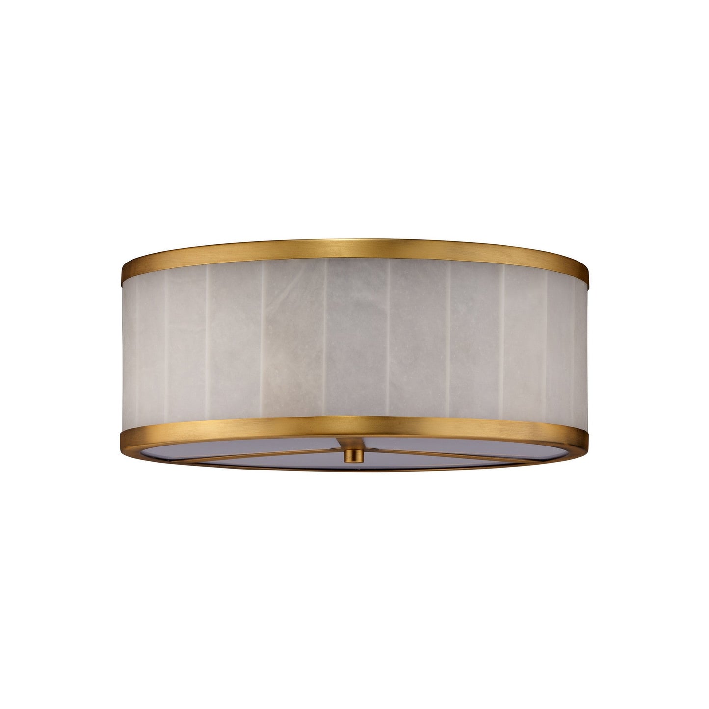 Jamie Young Upsala 15" 2-Light White Alabaster and Antique Brass Flush Mount Light With Acrylic Diffuser