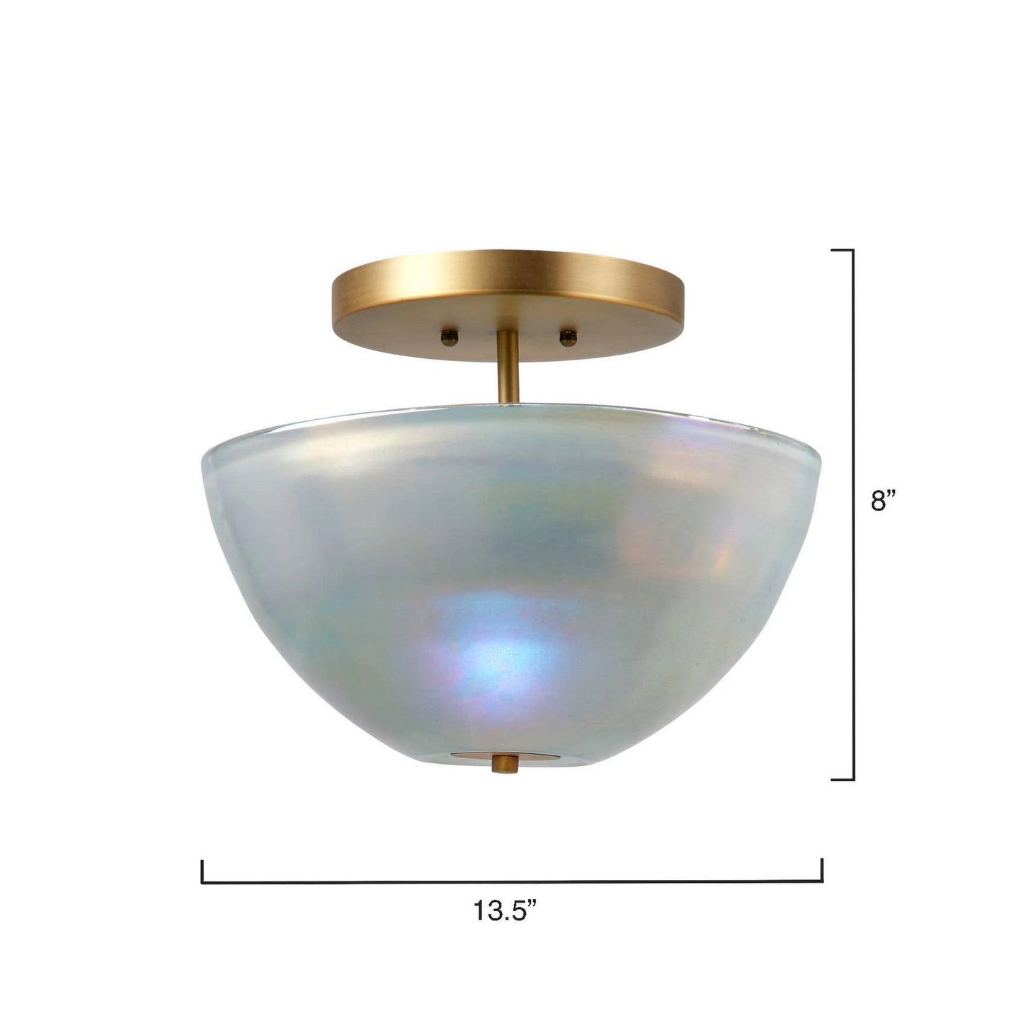 Jamie Young Vapor 14" 2-Light Antique Brass Semi-Flush Mount Light With Bowl Gray Metallic Glass Shade