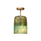 Jamie Young Vapor 8" 1-Light Antique Brass Semi-Flush Mount Light With Aqua Metallic Inverted Glass Shade