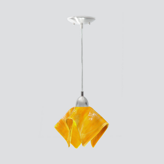 Jezebel Gallery Flame 9" x 7" Small Amber Pendant Light With Nickel Hardware