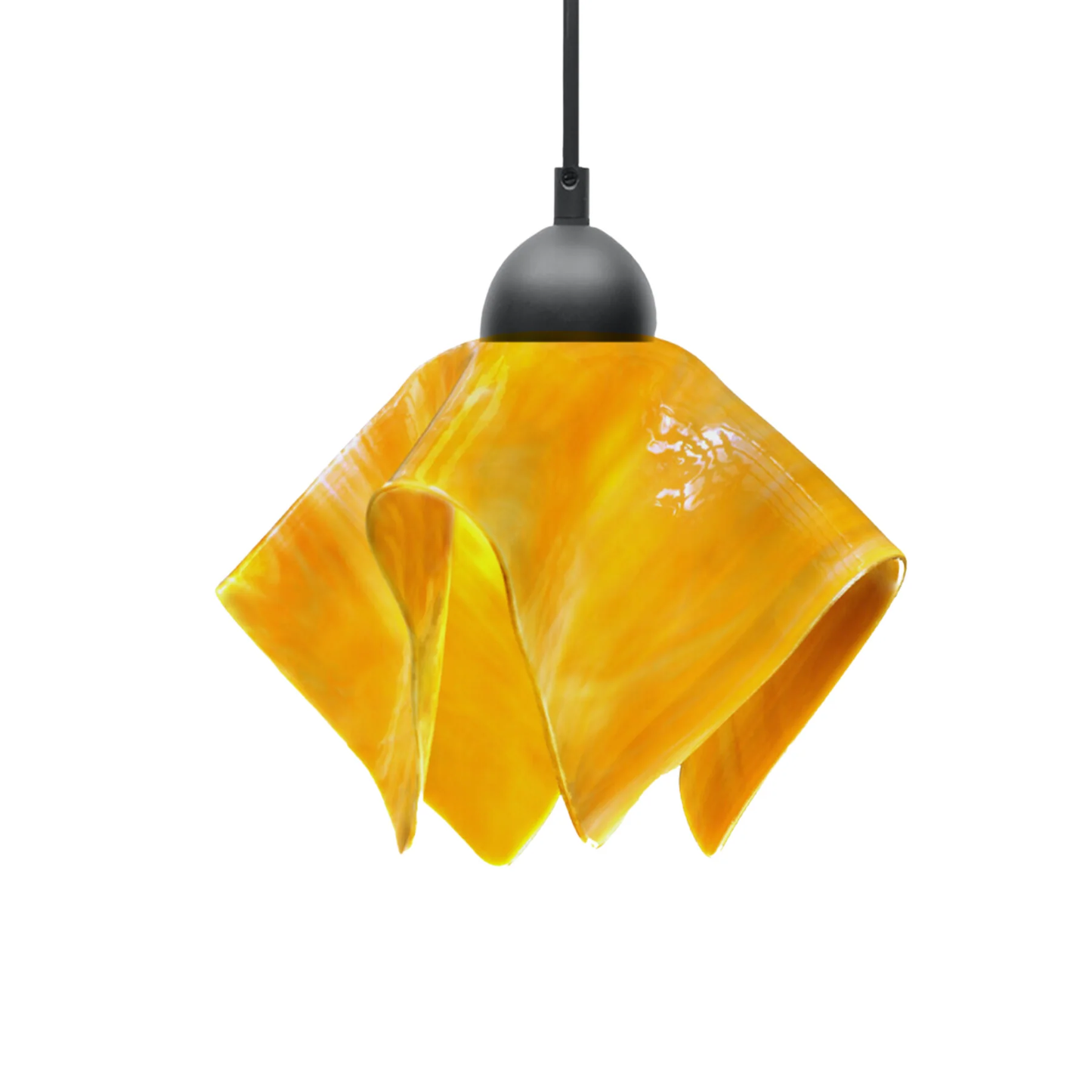 Jezebel Gallery Flame Radiance 11" x 10" Large Amber Pendant Light With Black Hardware