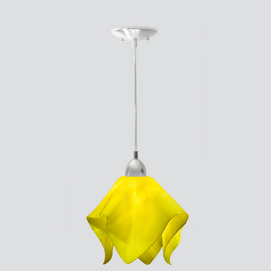 Jezebel Gallery Flame Radiance 11" x 10" Large Canary Yellow Pendant Light With Nickel Hardware