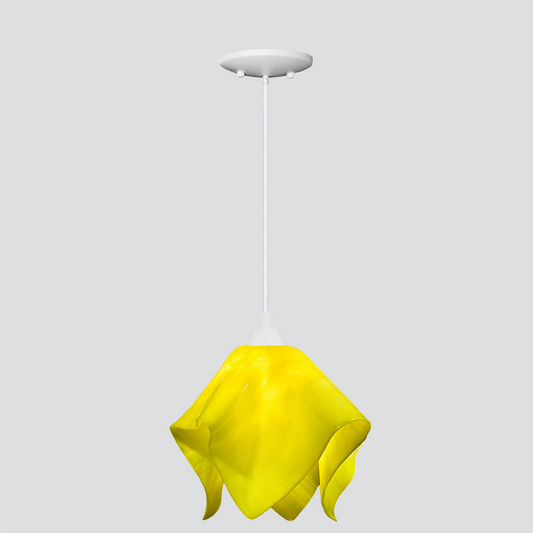 Jezebel Gallery Flame Radiance 11" x 10" Large Canary Yellow Pendant Light With White Hardware